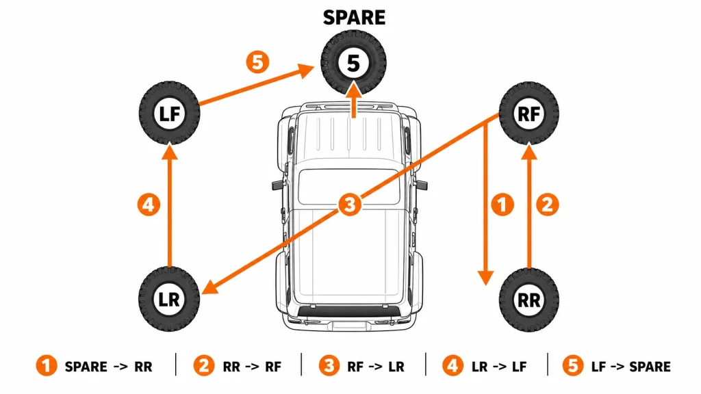 jeep 5-Tire Rotation Pattern diagram